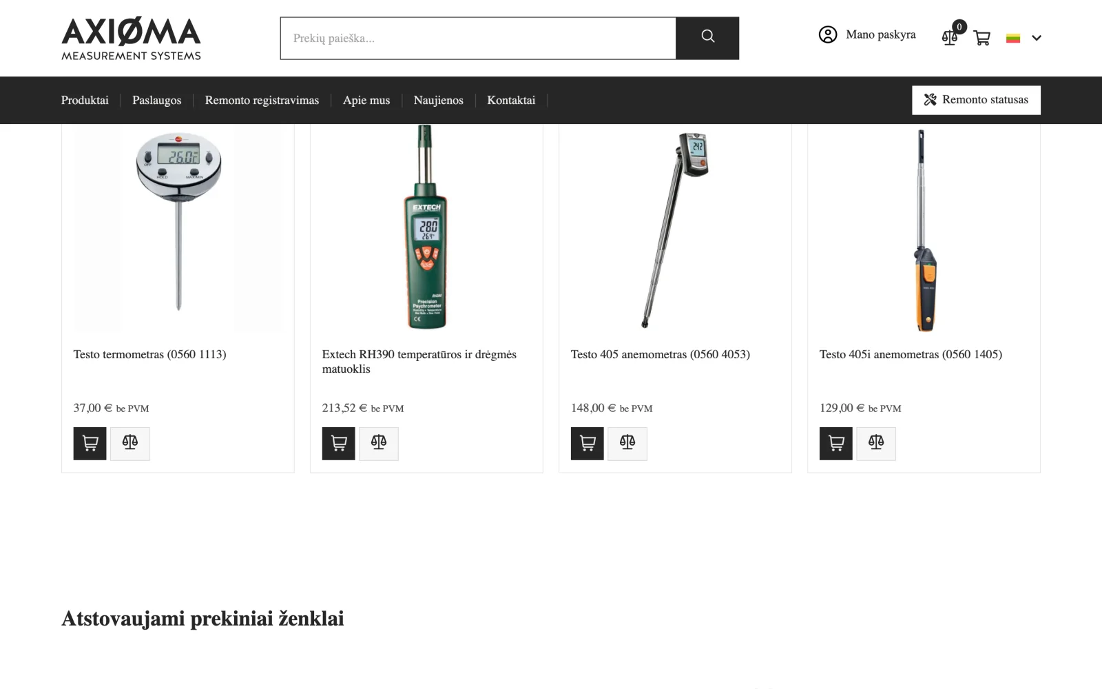 Environmental measuring instruments category with filtering.