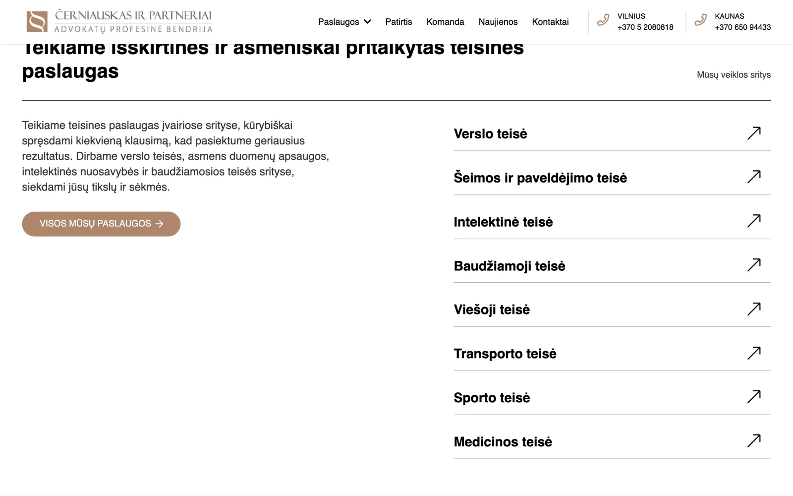 Practice areas block: business, family and inheritance, and other areas of practice.