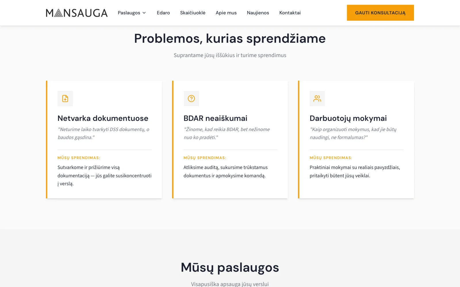 Problems block: disorganised paperwork, GDPR uncertainty and other situations clients come with.