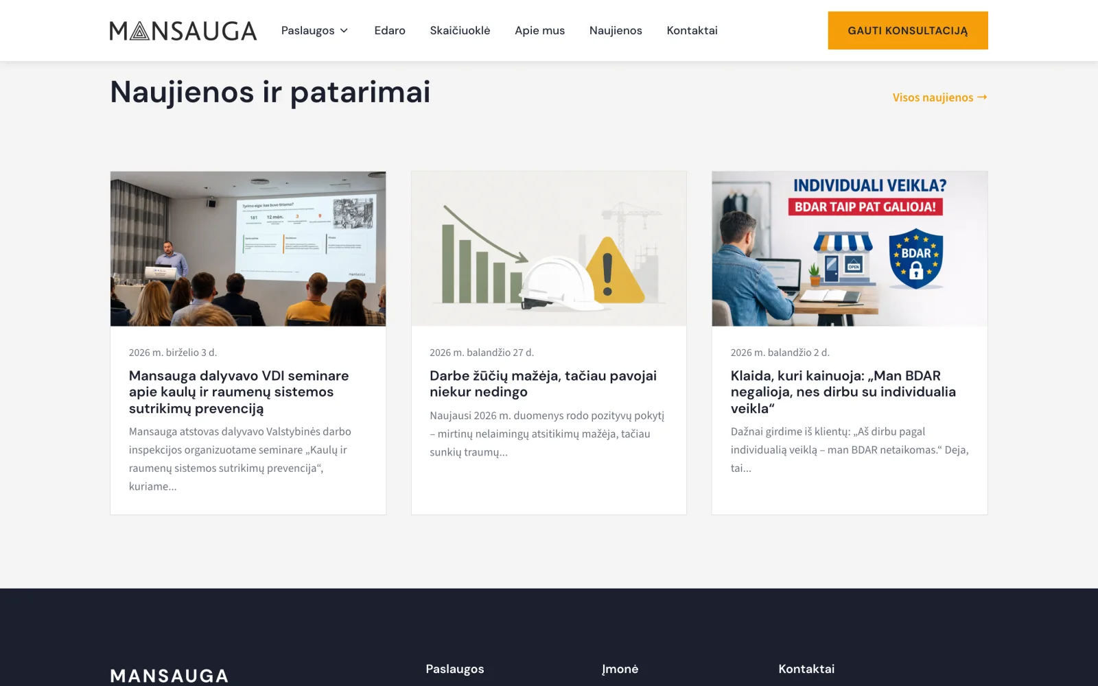 News and advice section with the latest posts.